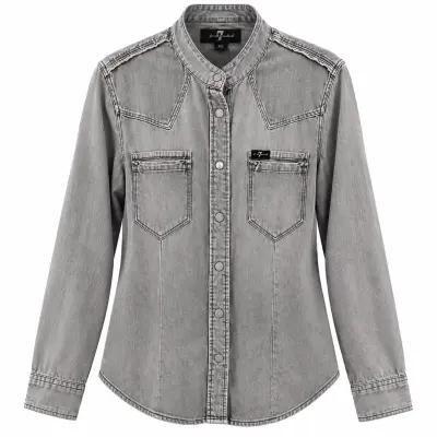 Chemise Femme 7 For All Mankind en Denim Gris – Taille XS