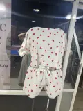 Ensemble Pijamas Femme blanc à cœur rouge