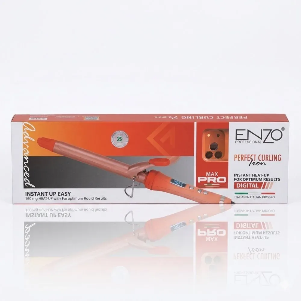 مكواة تجعيد الشعر Enzo Max Pro – تموجات كيرلي مثالية بتقنية التسخين السريع والشاشة الرقمية