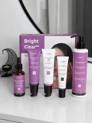 ​"الروتين المتكامل لبشرة زجاجية خالية من التصبغات والتجاعيد مع مجموعة Bright Clear™ الأصلية! ✨💜"