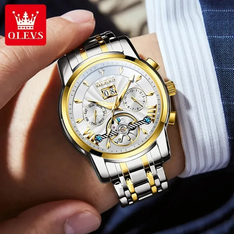 montre homme mouvment mécanique Olevs