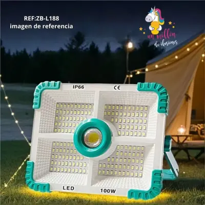 مصباح LED شمسي محمول 100 واط، معيار IP66، قابل لإعادة الشحن عبر USB – ZB-L188، 4500 مللي أمبير في الساعة، 850 لومن