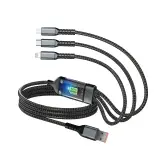 Câble 3-en-1 Charge Rapide avec Affichage LED – Type-C, Lightning & Micro USB