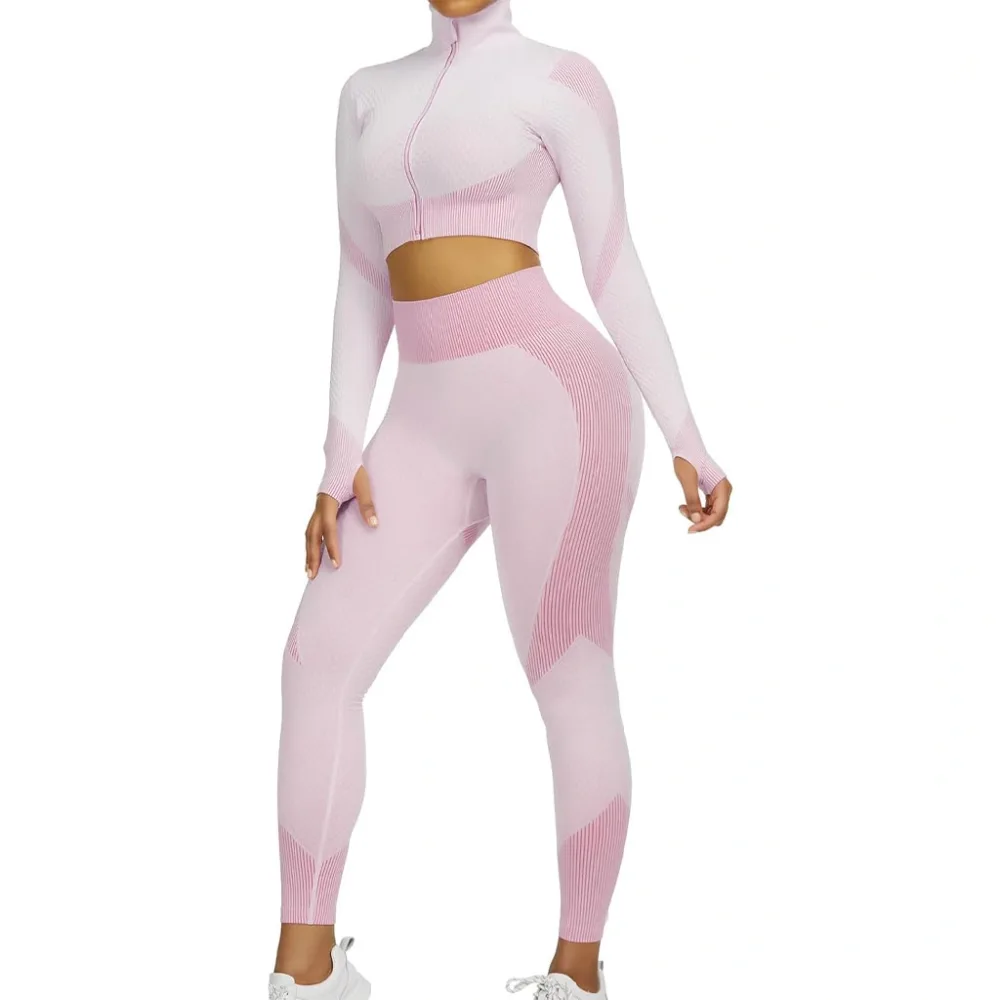 Ensembles d'entraînement pour femmes - Tenue de gymnastique sans couture à 2 pièces Vert