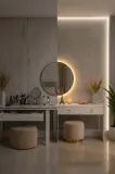 👆 كوافوز عصري ( 80×30 سنتم )مع مرآة LED مضيئة (65×65 سنتم ) ✨️🪞 | أناقة وترتيب في قطعة واحدة ✨️.