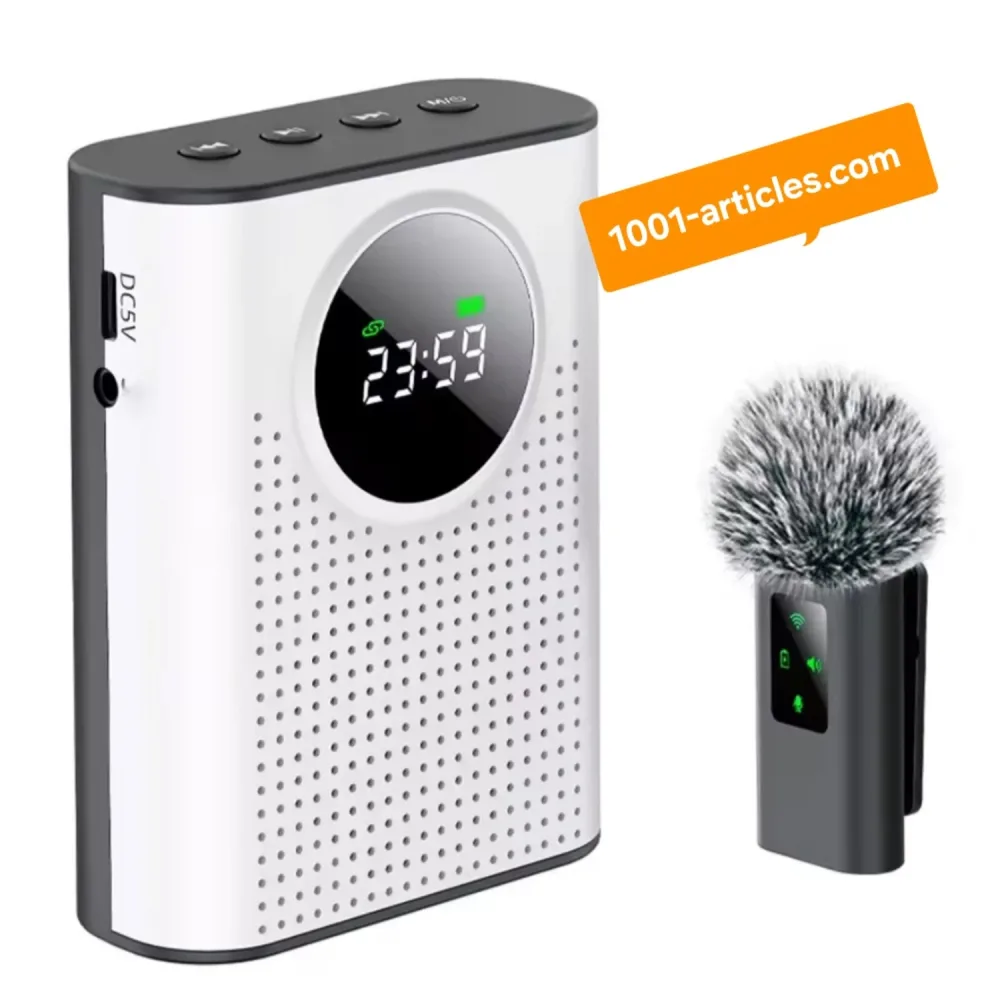 Amplificateur Vocal Pro sans fil, Mic omnidirectionnel Lavalier, affichage LED.