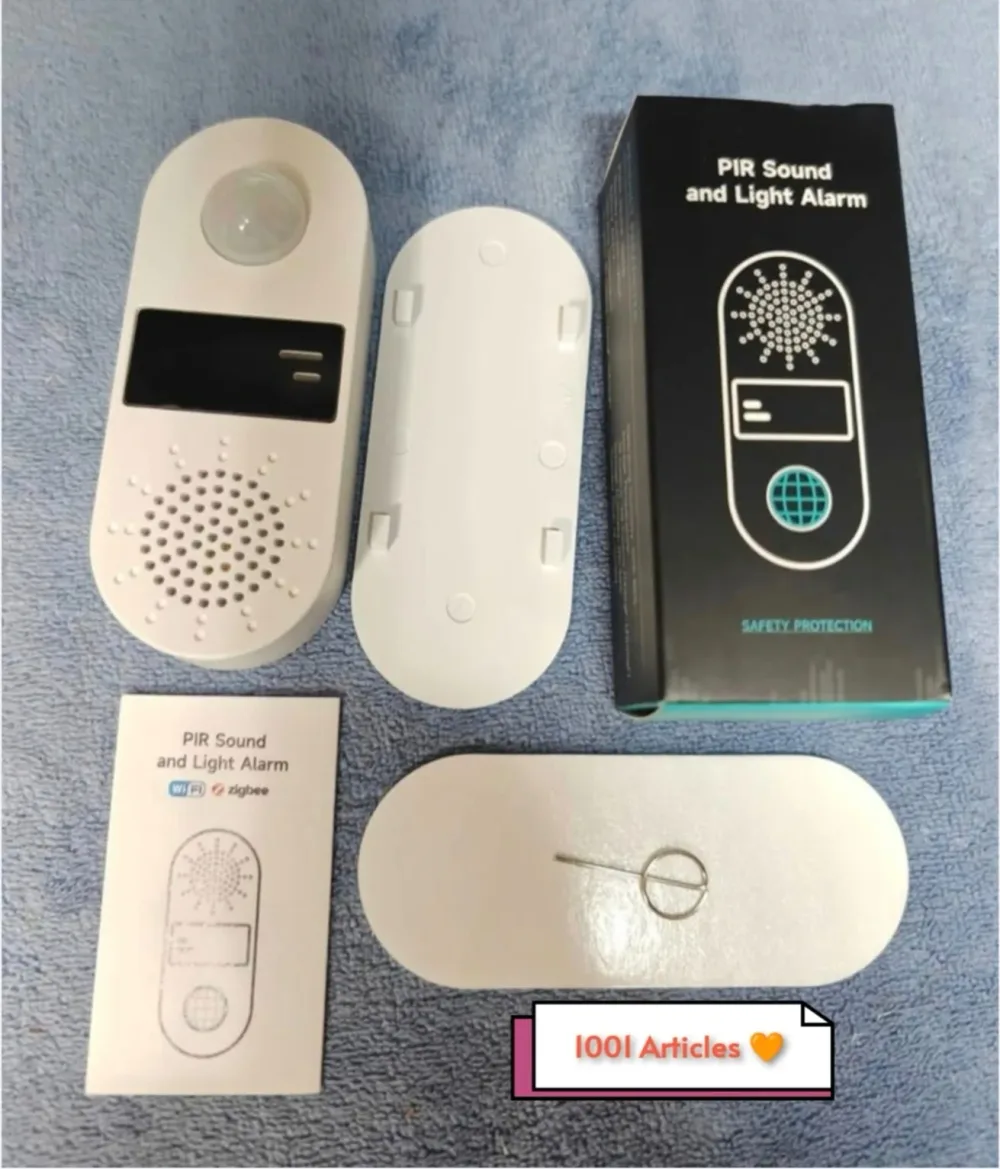 Alarme intelligente Sonor et Lumineuse + Capteur de Lumière et présence PIR, Tuya Smart WiFi