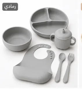 طقم سيليكون متكامل لإطعام الأطفال – آمن، عملي وأنيق 👶✨