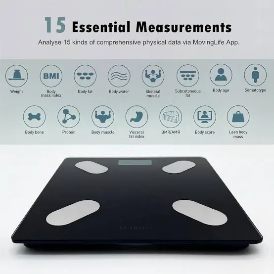 ميزان الجسم الذكي (Smart Scale) عالي الدقة – متابعة الوزن والبيانات الصحية عبر الهاتف (يتحمل حتى 180 كغ)