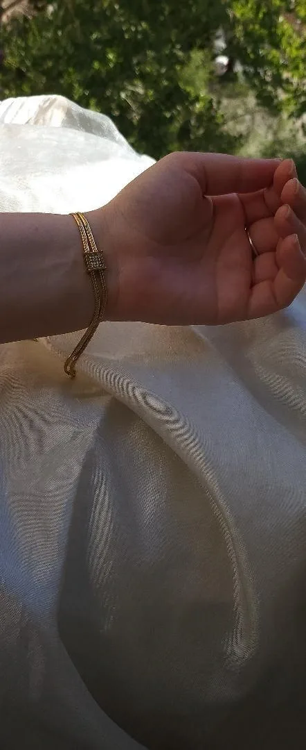 Bracelet triple chaîne à pavé