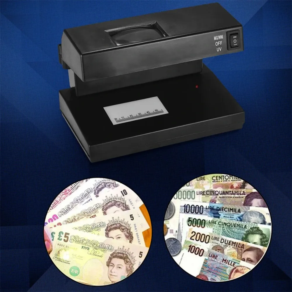 Détecteur de faux billets avec lumière UV bleue et blanche