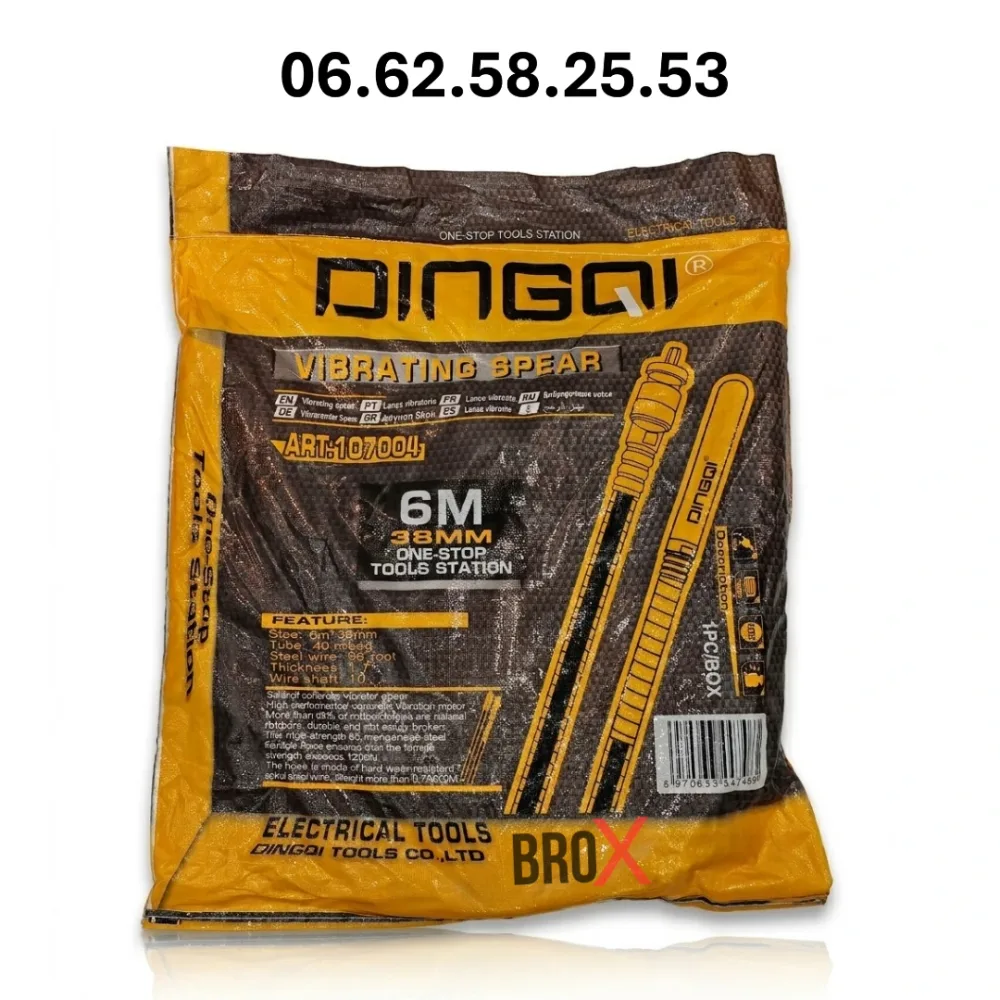 Aiguille Vibrante Béton DINGQI 6M × 38mm - ART-107004
