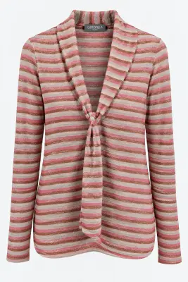 Camomilla Italia – Gilet rayé à nouer rose et beige