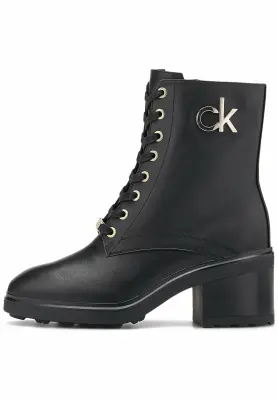 Bottines Femme Calvin Klein à Lacets en Noir – Talon Bloc
