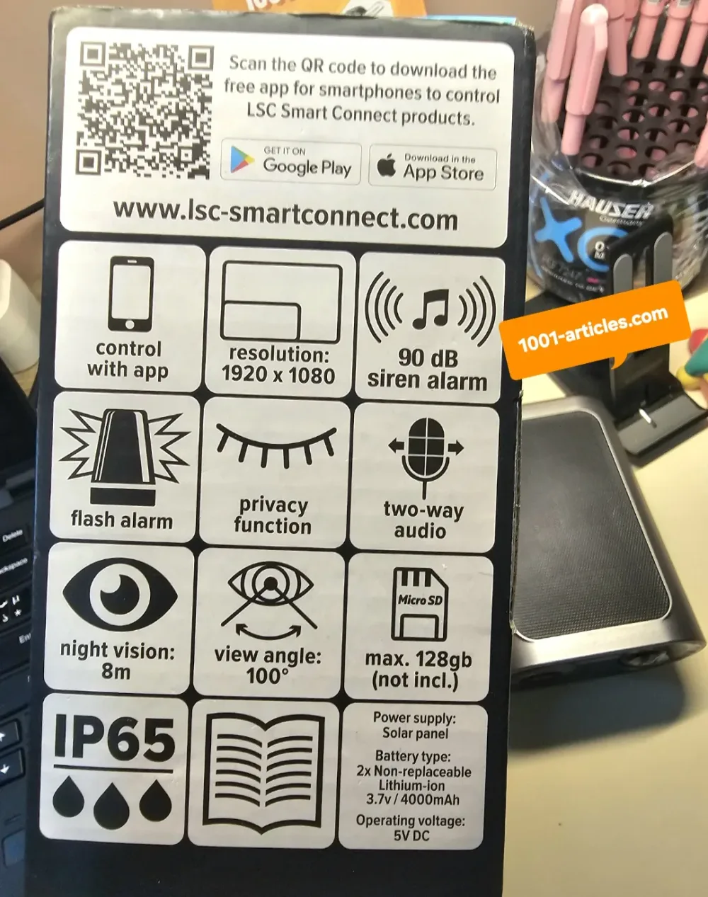LSC SMART CONNECT, Caméra Solaire IP Externe, Batterie, WiFi, HD 1080p, Tuya compatible.