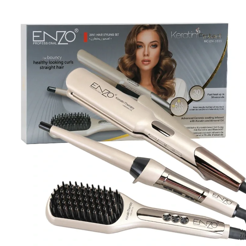 مجموعة تصفيف الشعر الاحترافية 3 في 1 من ENZO (طراز EN-3885)