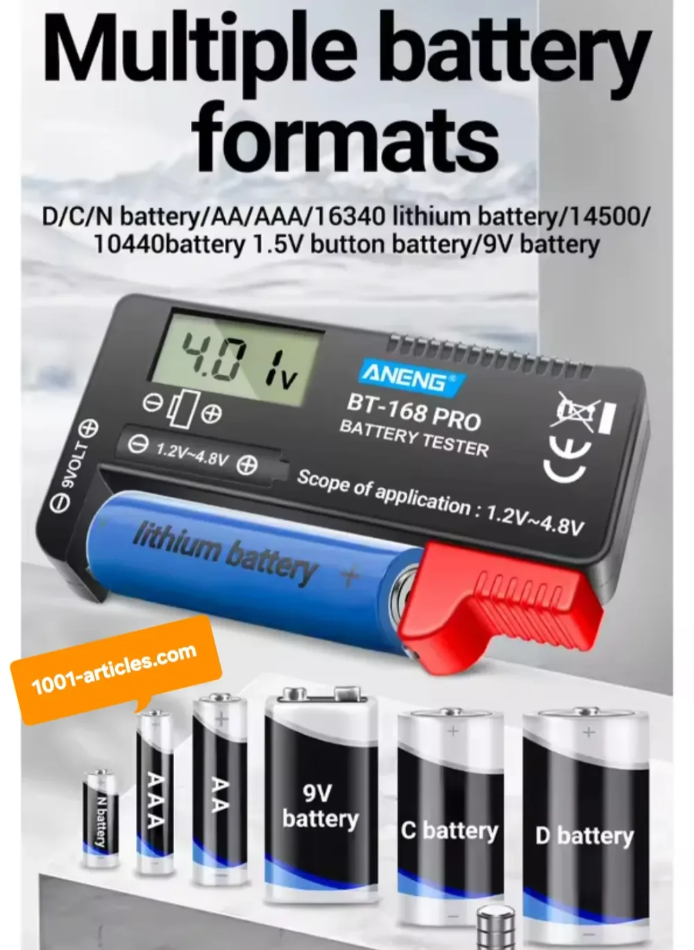Testeur de Batteries Numérique - ANENG BT-168 Pro - Ecran LCD.