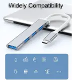Hub USB Type-C vers 4 ports USB en alliage d’aluminium.