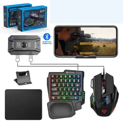 M1 Pro+ – Combo Gaming Mobile 5-en-1 Clavier, Souris & Support Téléphone