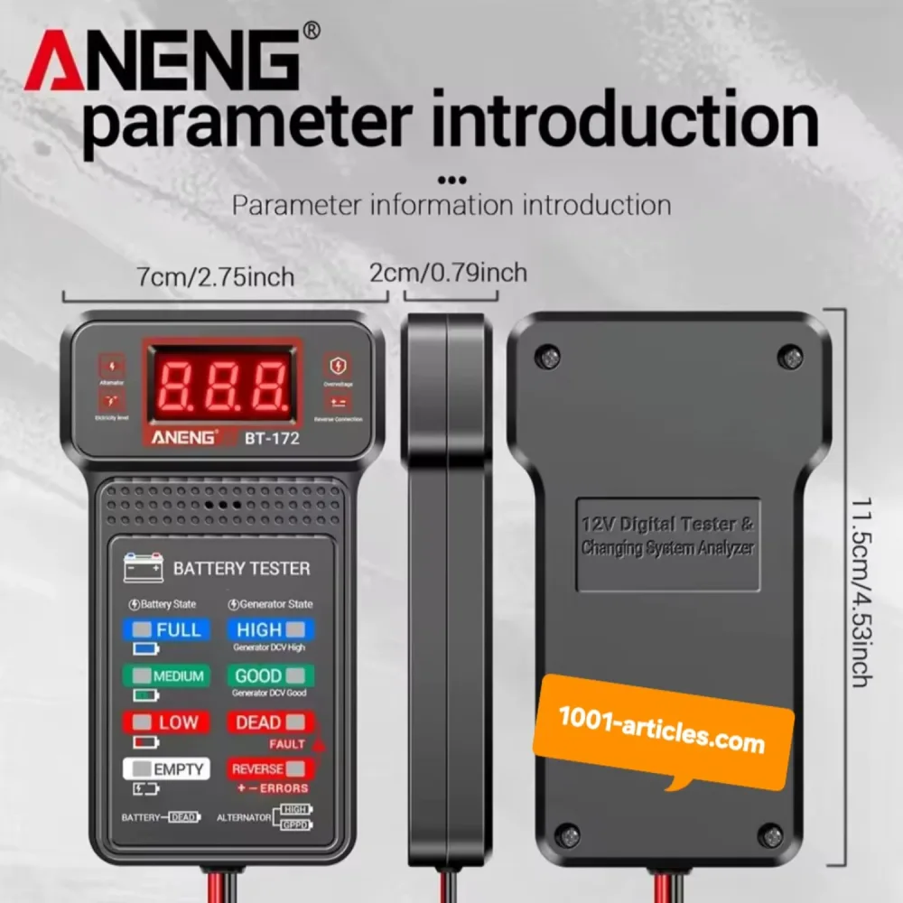 Testeur de Batterie / Alternateur du Véhicule - Ecran LED - 12V - ANENG BT172.