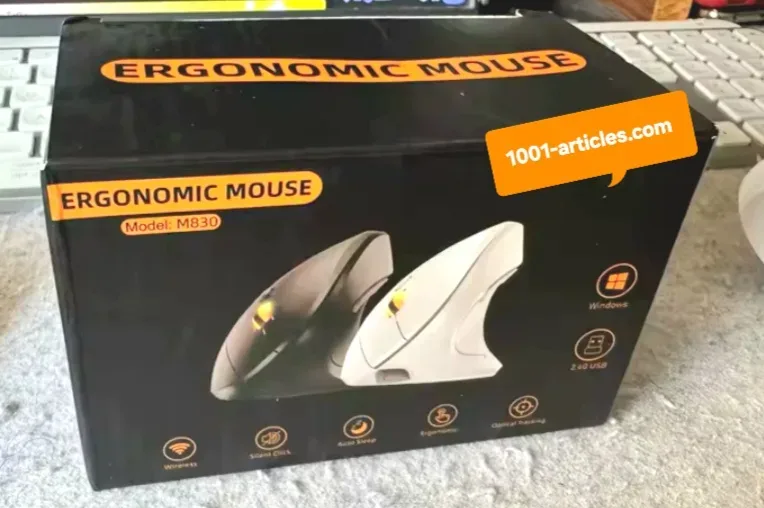 Souris verticale sans fil Bluetooth et RF 2.4GHz, Rechargeable, Ergonomique.