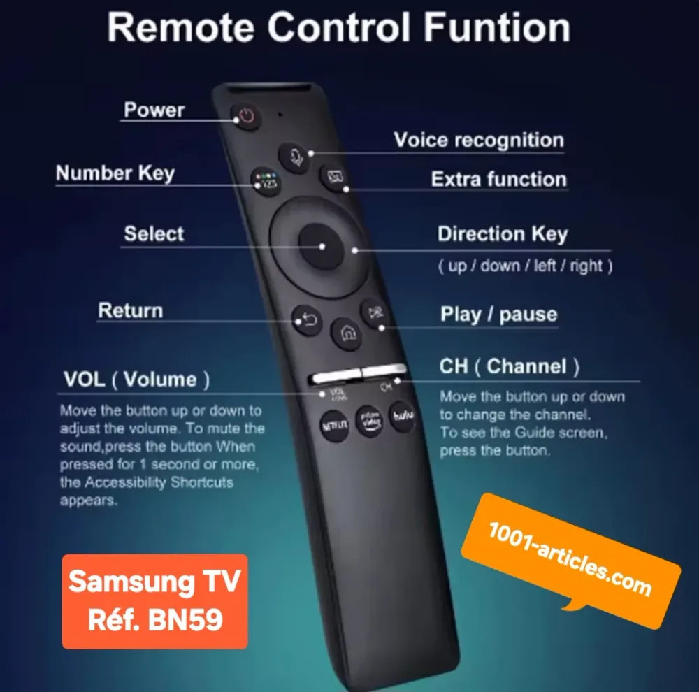 Télécommande Vocale - Samsung Smart TV - BN59 - Modèles LCD LED QLED.