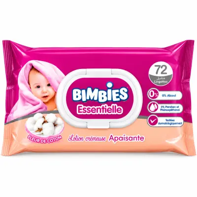 BIMBIES Essentielle Lingettes Bébé Nourrissantes (72 unités)