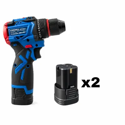 POWERBLU Visseuse perceuse Brushless sans fil 16.8V avec 2 batteries lithium-ion 2.0Ah YAE6160 Référence : YAE6160