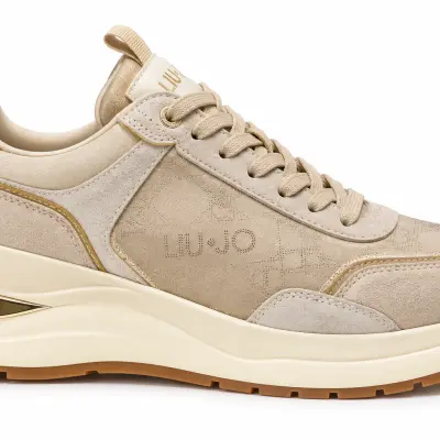 LIU JO Karlie 56 – Sneakers Femme Beige en Satin & Suède