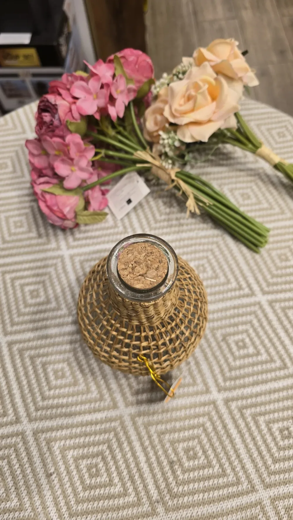 🍶 BOUTEILLE DÉCORÉE OSIER NATUREL - BOUCHON LIÈGE