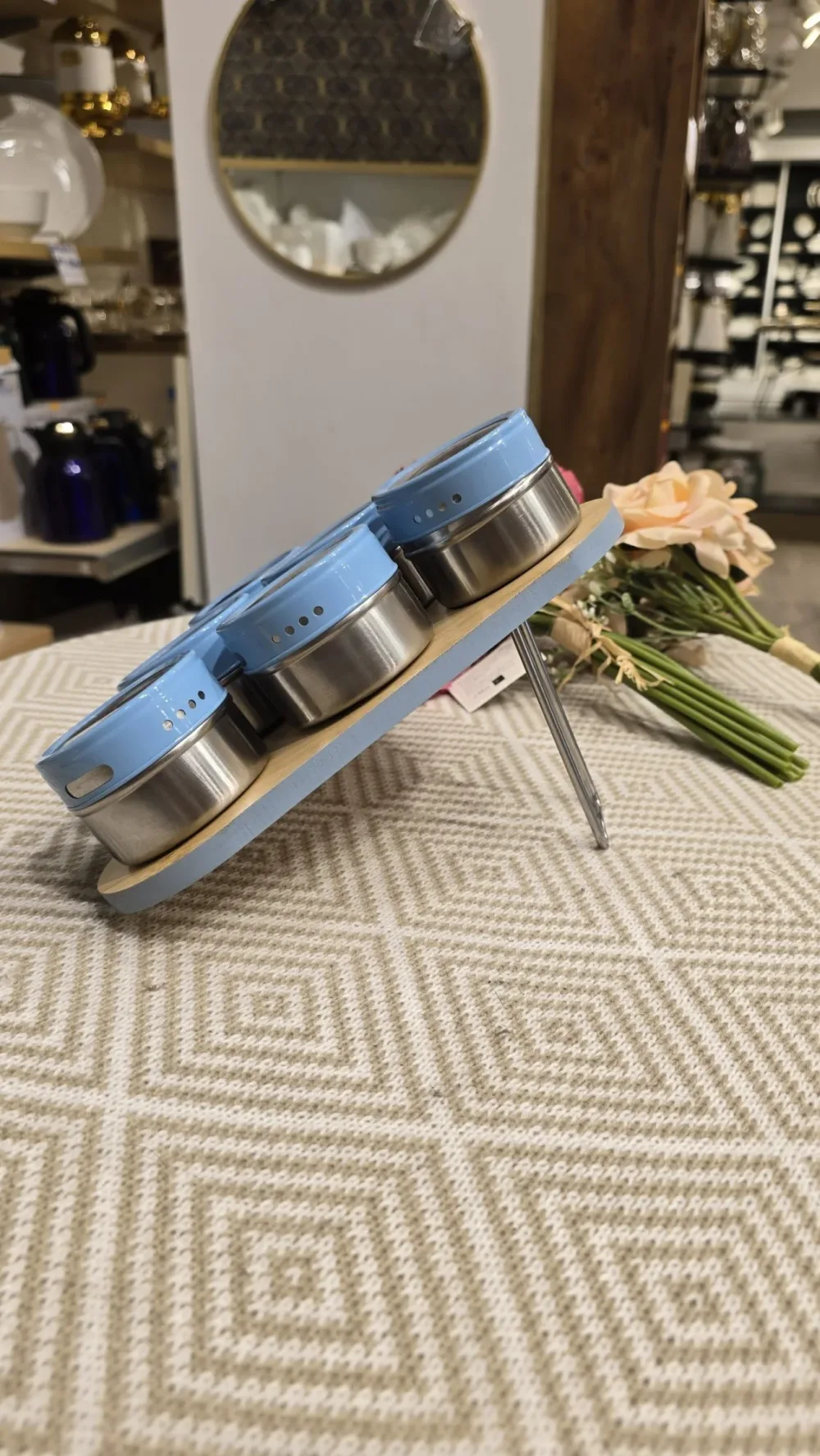 🧂 ENSEMBLE DE BOCAUX HERMÉTIQUES TRANSPORTABLES - 3 PIÈCES BLEU CIEL