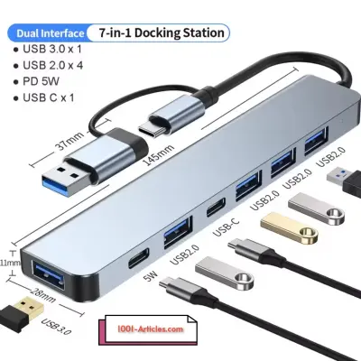 Adaptateur multiports / Station d'accueil HUB USB + Type C 7 in 1