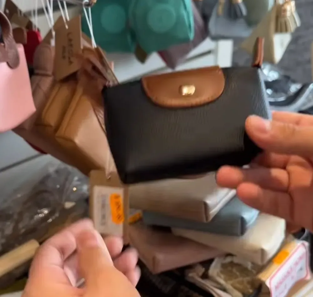 Mini porte-monnaie bicolore en cuir