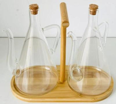 طقم قارورتين الزيت والخل الزجاجي - "bouteilles "huile et vinaigre