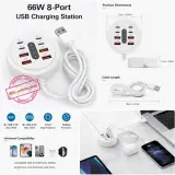 Prise multiport - Hub d'alimentation 08 en 01 - Fast Charge PD 66w et QC 3.0