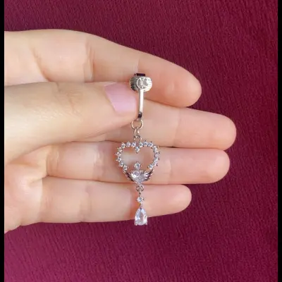 Heart fake belly piercing