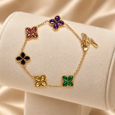 Bracelet trèfles multicolores