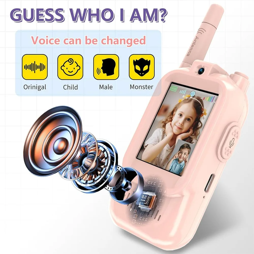 Pack Talkie-walkie 2pcs pour enfants avec vidéo et camera HD rechargeable