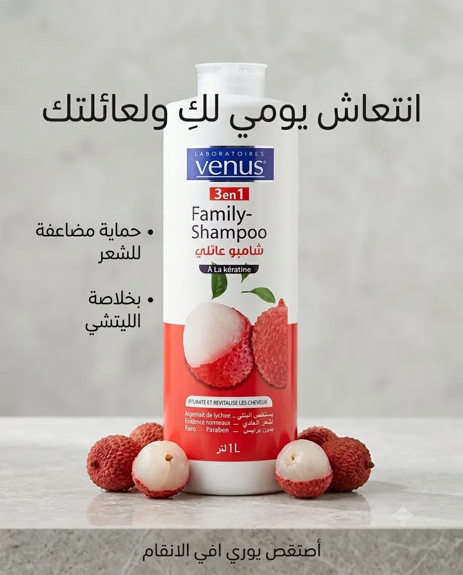 Venus شامبو عائلي بمستخلص الليتشي 1ل