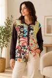 Chemisier Femme Zara Basic – Patchwork Floral Multicolore