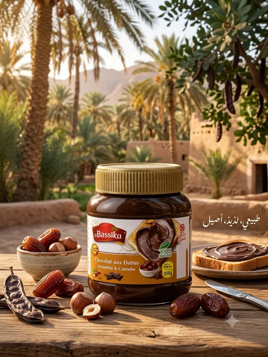 الباسقة -شكلاطة التمر بالبندق والخروب 350غ-