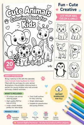 Cute Baby Tiger Coloring Book – 20 Printable Pages