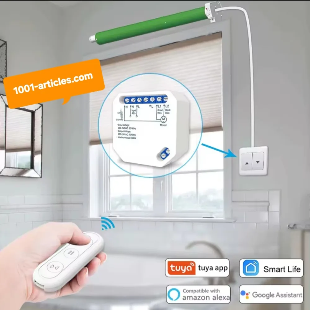 Switch avec Télécommande RF Tuya Smart Contrôle des Volets Roulants