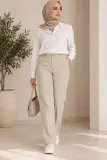 Pantalon Femme Liu Jo – Coupe Droite – Beige Sable – Taille 36