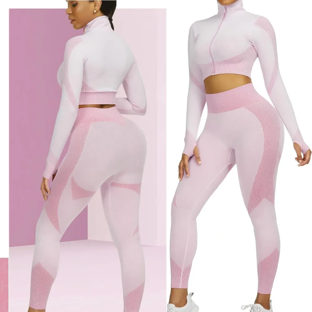 Ensembles d'entraînement pour femmes - Tenue de gymnastique sans couture à 2 pièces Vert