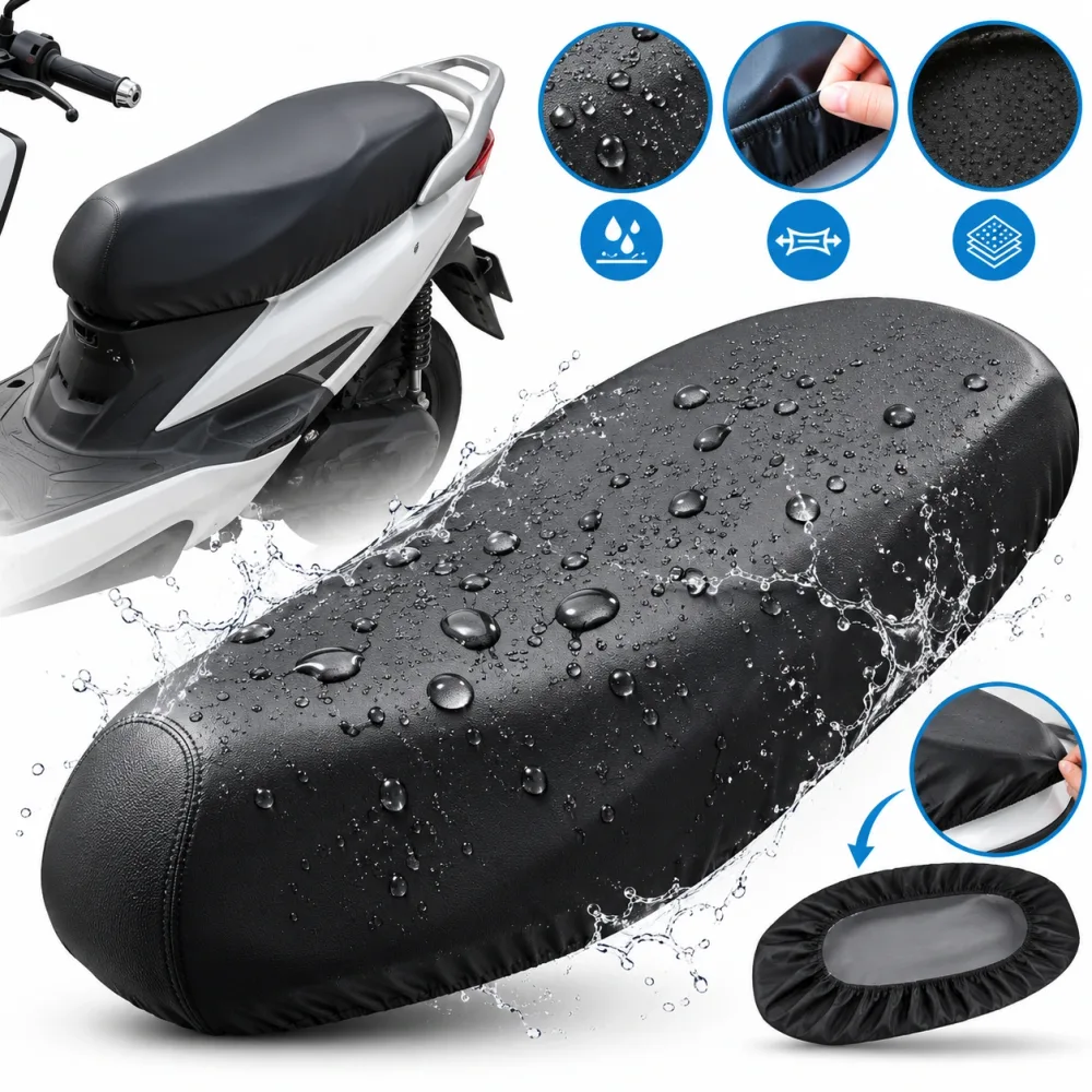 Housse de Selle Moto Universelle en Semi-Cuir – Grande Taille HOUSSE-MOTO-SC01 غطاء مقعد دراجة نارية عالمي من الجلد شبه الصناعي – مقاس كبير