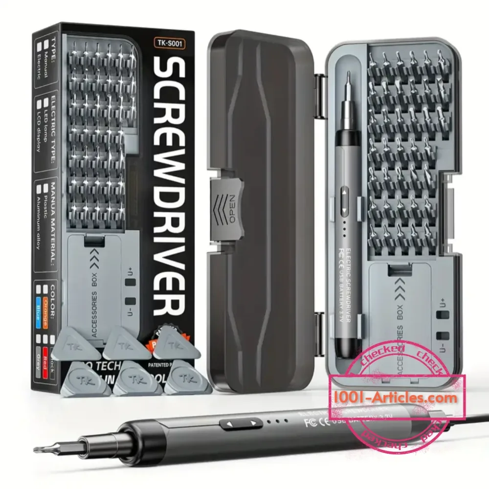 Ensemble de tournevis de précision, électrique rechargeable, 46 en 1, embouts magnétiques.