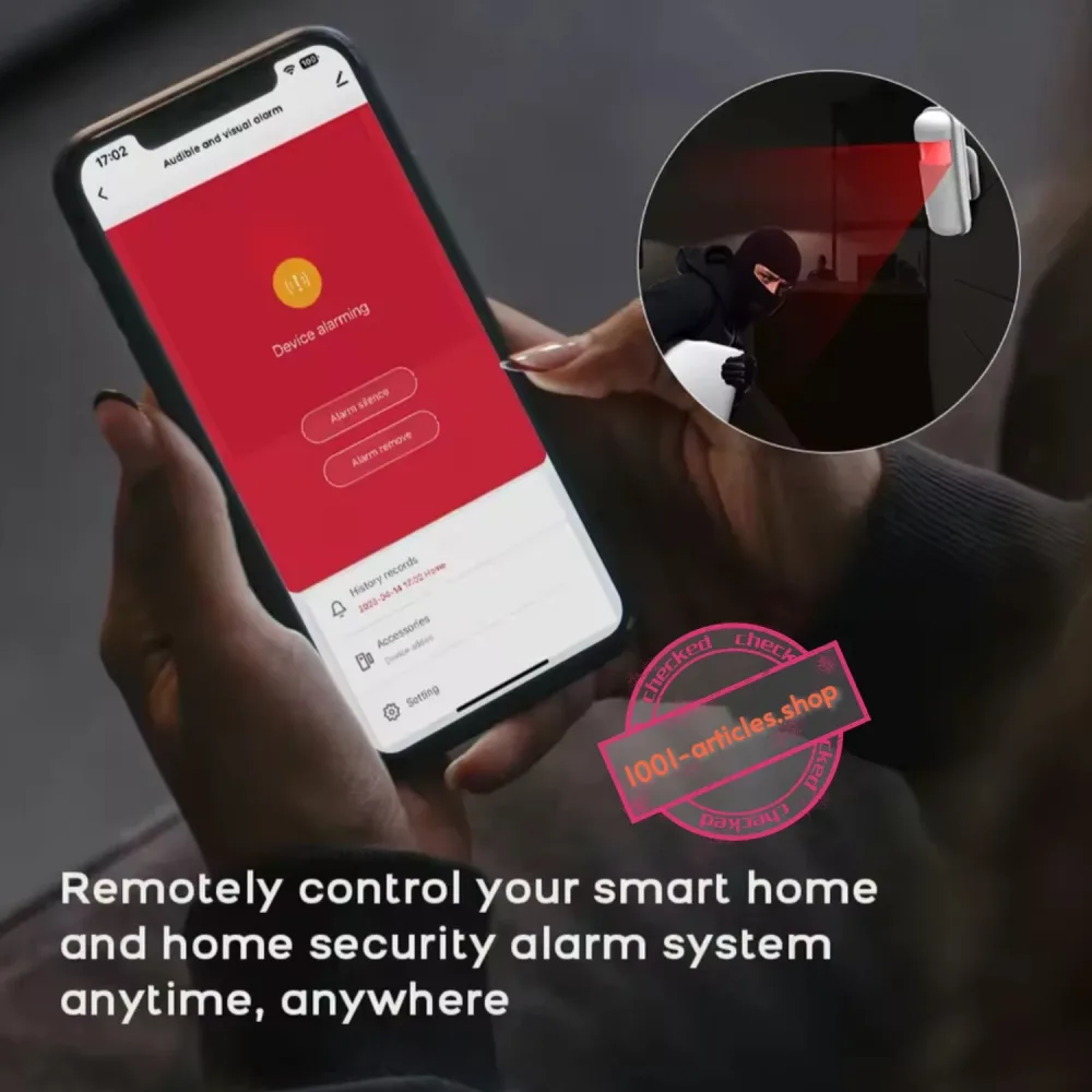 Kit d'alarme Wi-Fi, Tuya Smart, sans fil 433MHz, Sirène et Capteurs.