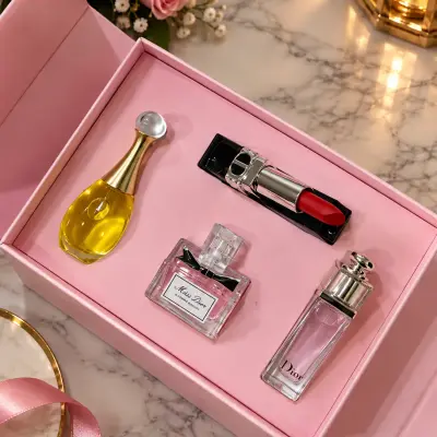 SET DIOR PERFUME + RED LIPSTICK