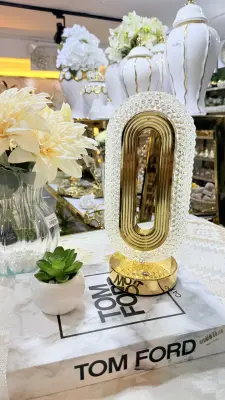 Lampe de table LED arche dorée en cristal ✨